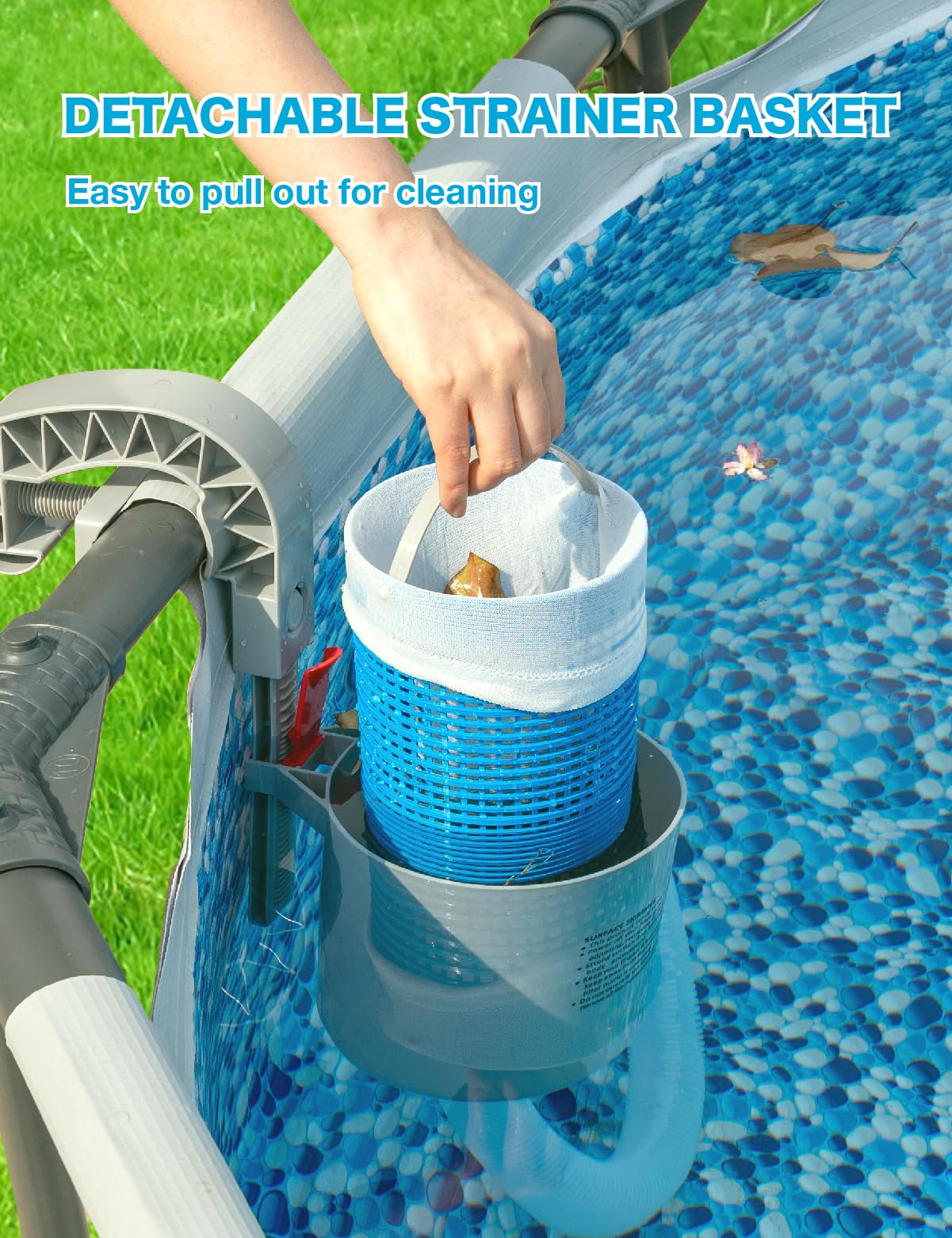 MUWOOB in a backyard pool lifestyle scene illustrating cleaner water and easy maintenance