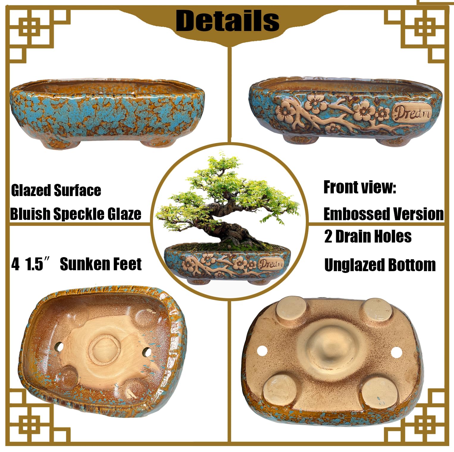 MUZHI image of pot underside showing drainage holes and unglazed breathable base