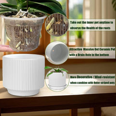 MUZHI ceramic stripe detail texture highlighting finish and elegant white appearance