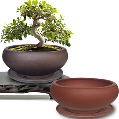 MUZHI pair of brown and red pots front view, compact starter convenience