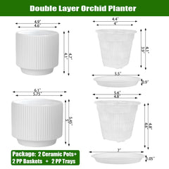 MUZHI clear inner orchid basket close-up showing slots and air cone, improves root airflow