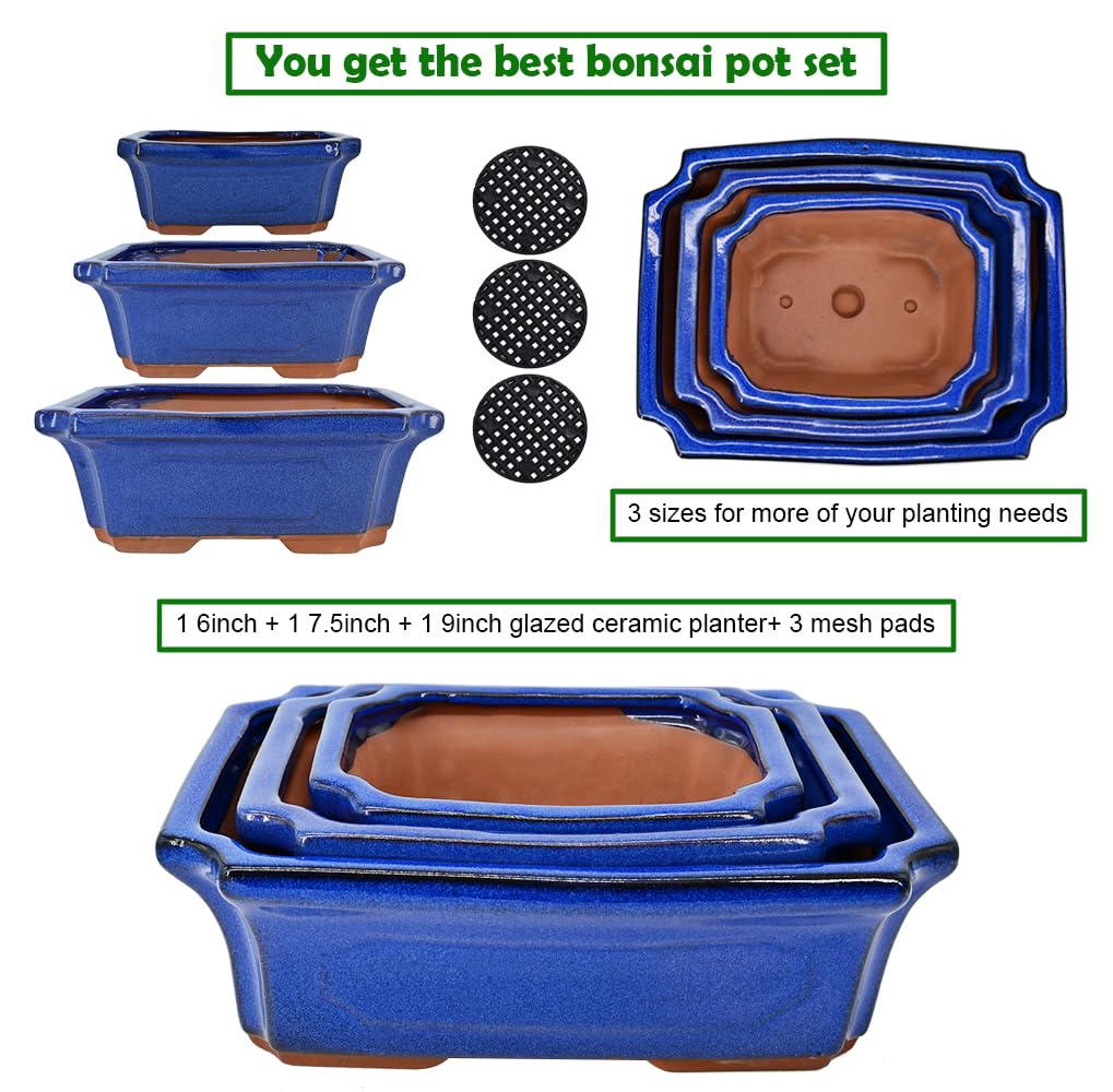 MUZHI small medium large rectangular pots side-by-side for size comparison benefit