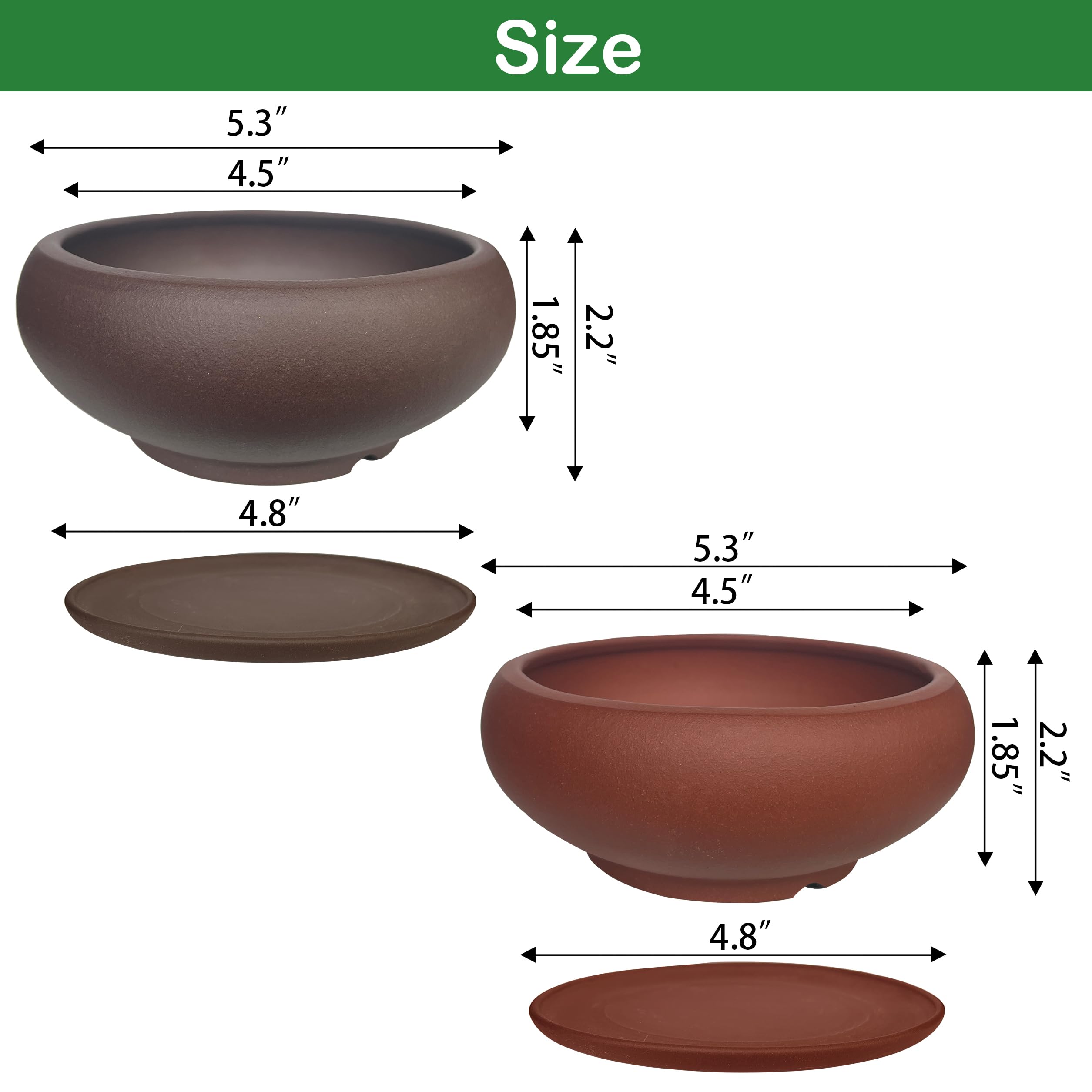 MUZHI top view showing inner dimensions, clear sizing for choice