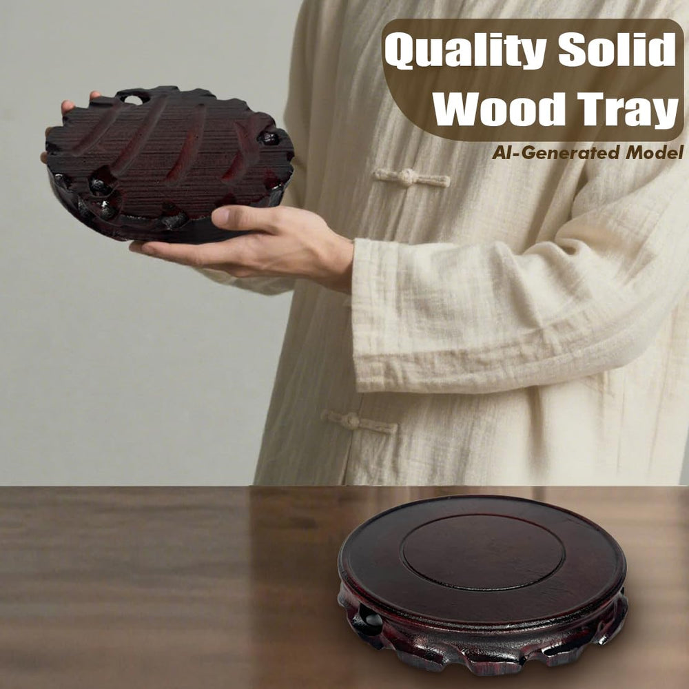 MUZHI wooden stand detail with carving highlighting sturdy support and elegance