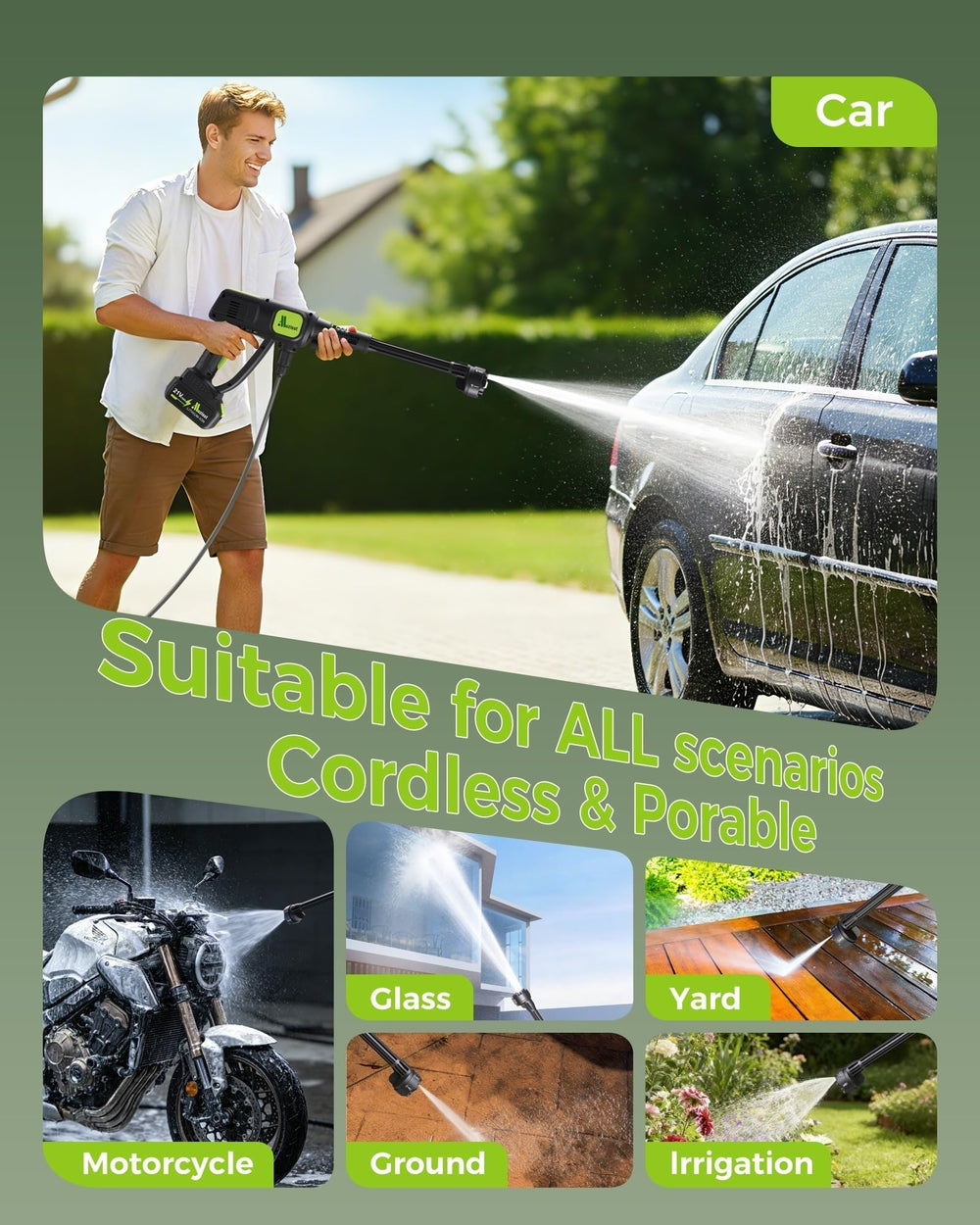 Muzisst set up at campsite washing gear to show off-grid cleaning convenience