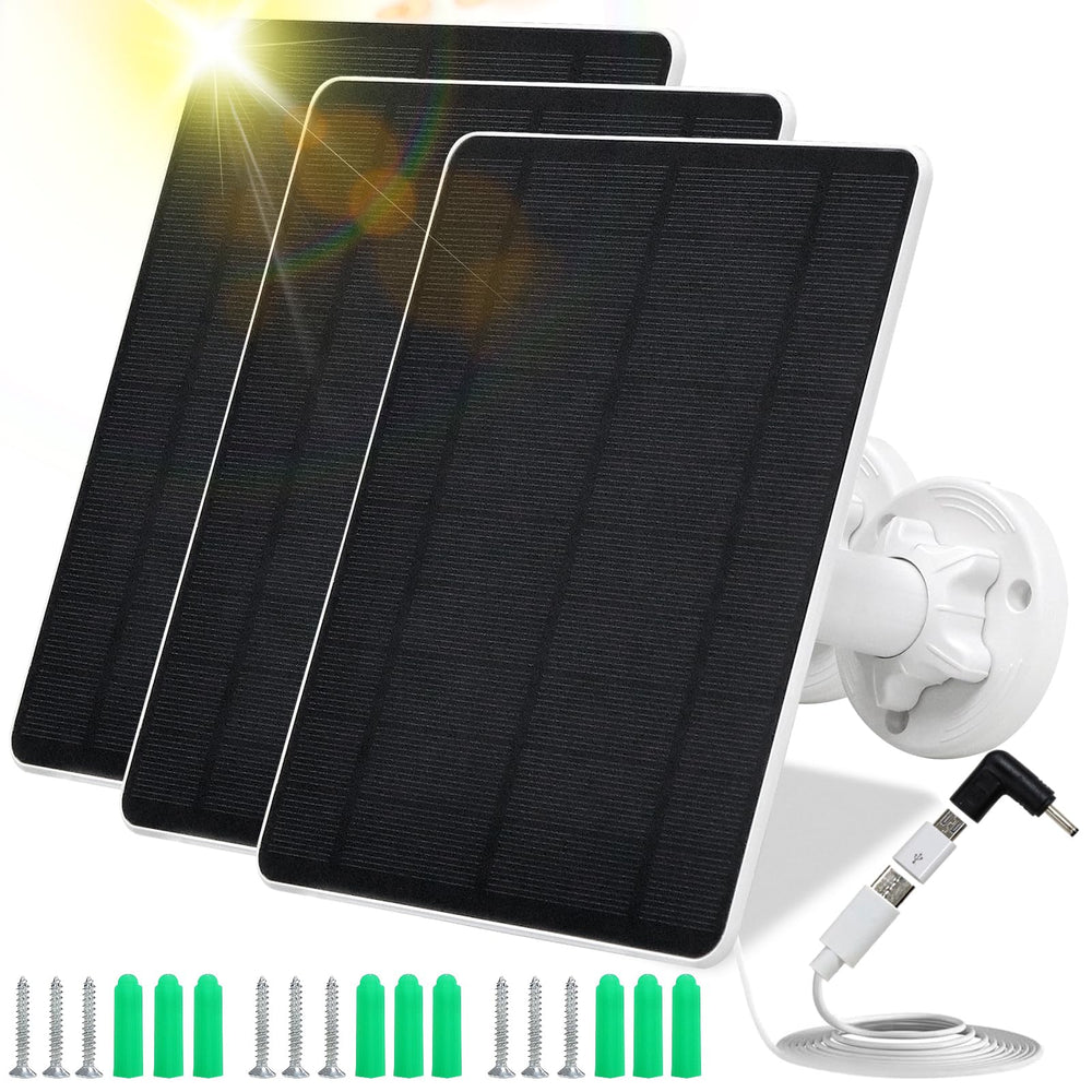 MUZUZZI solar panel front view showing compact monocrystalline cells and durable frame benefits reliable charging