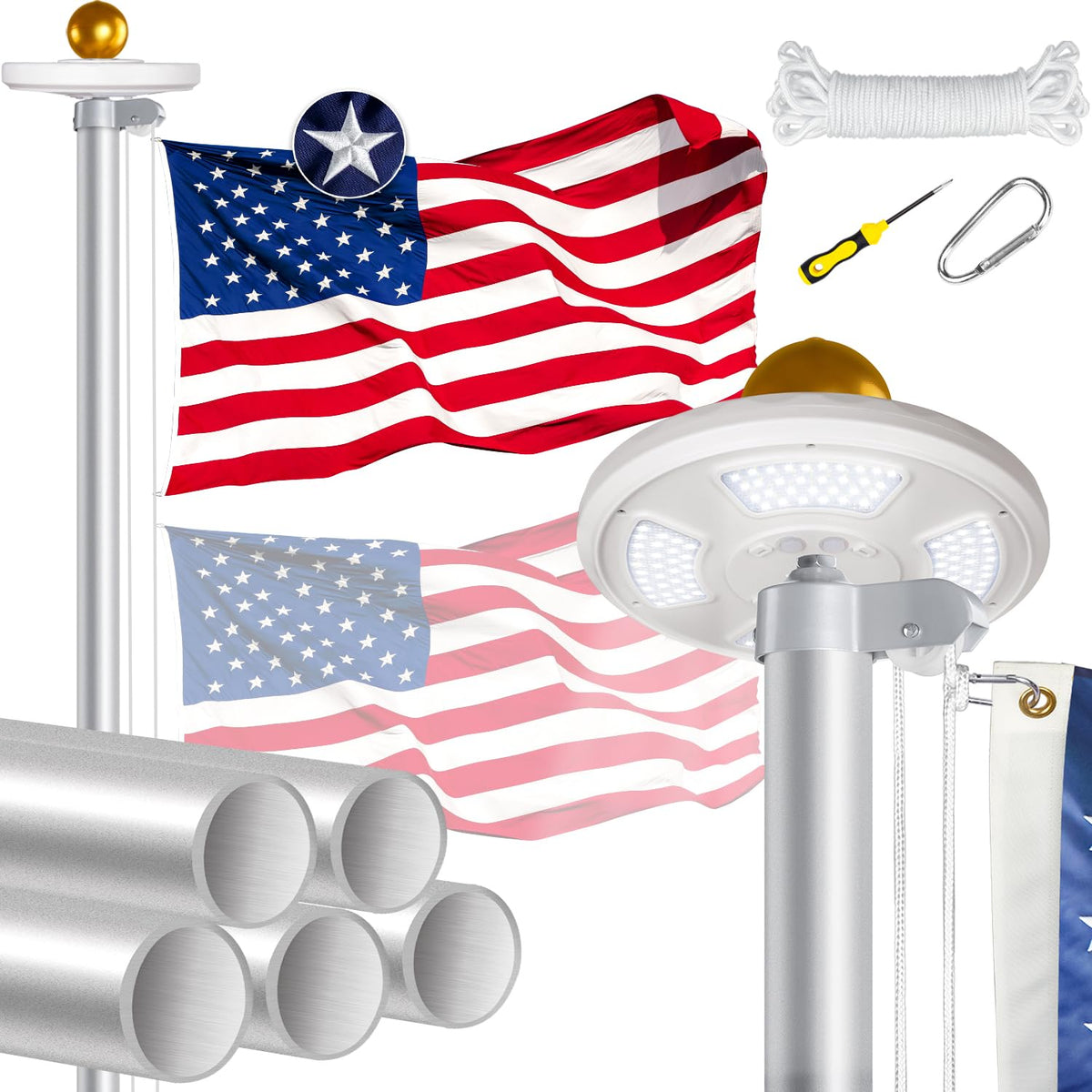MVPRING flagpole front packaging showing full kit and benefits