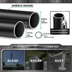 MVPRING pole section connection detail, enables sturdy weather-resistant assembly