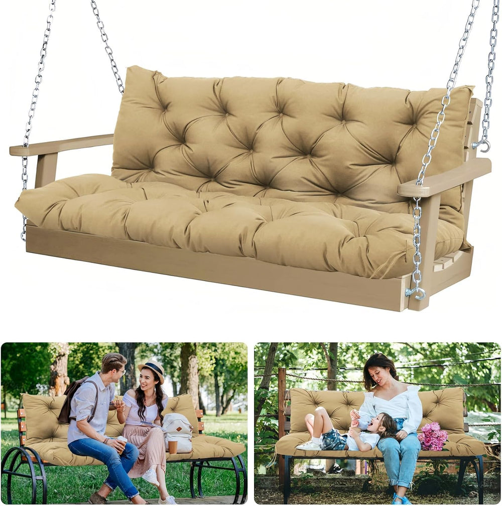 MVRFN front view of 60-inch porch swing cushion showing plush seating and curb appeal
