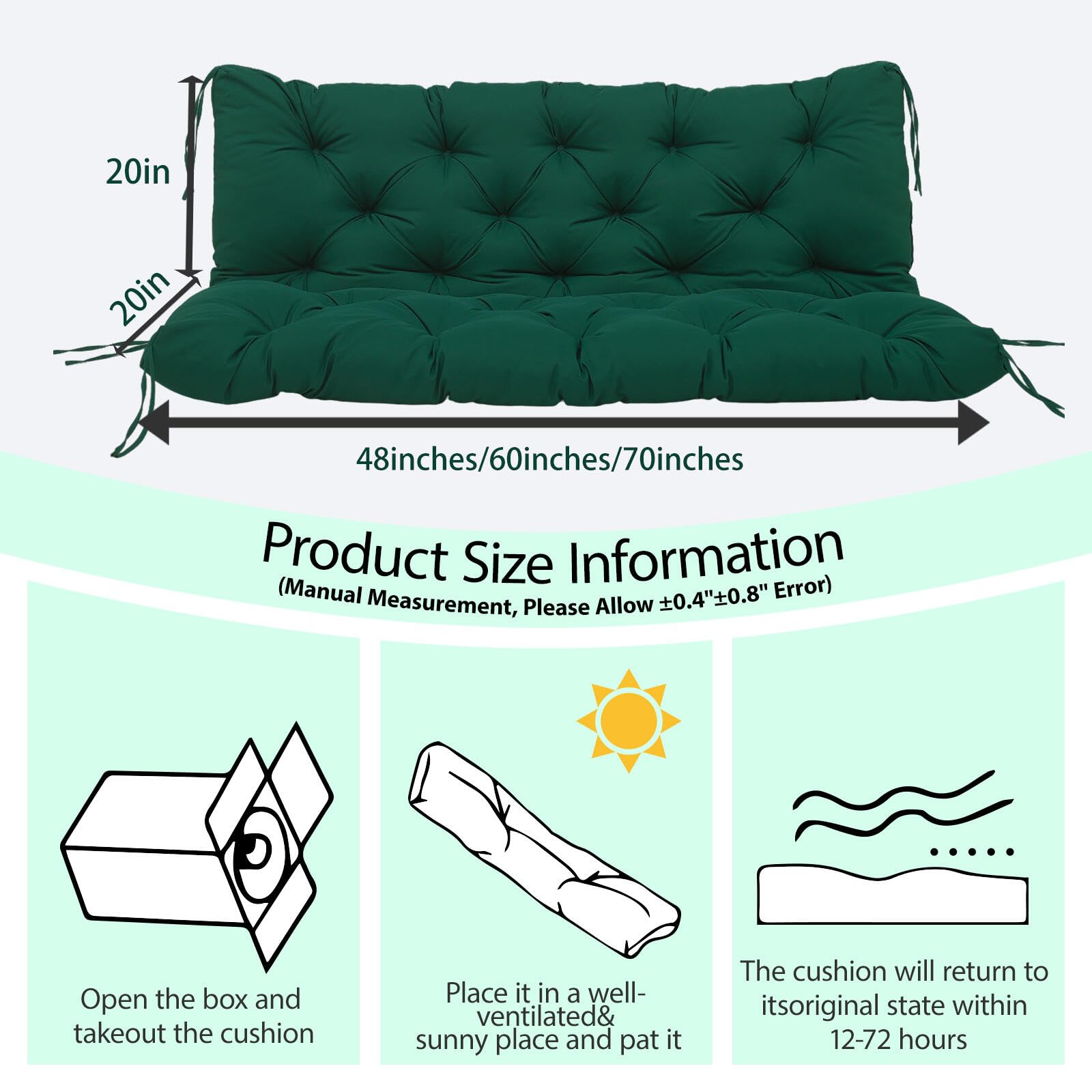 MVRFN cushion beside chair and ruler showing accurate 60-inch fit