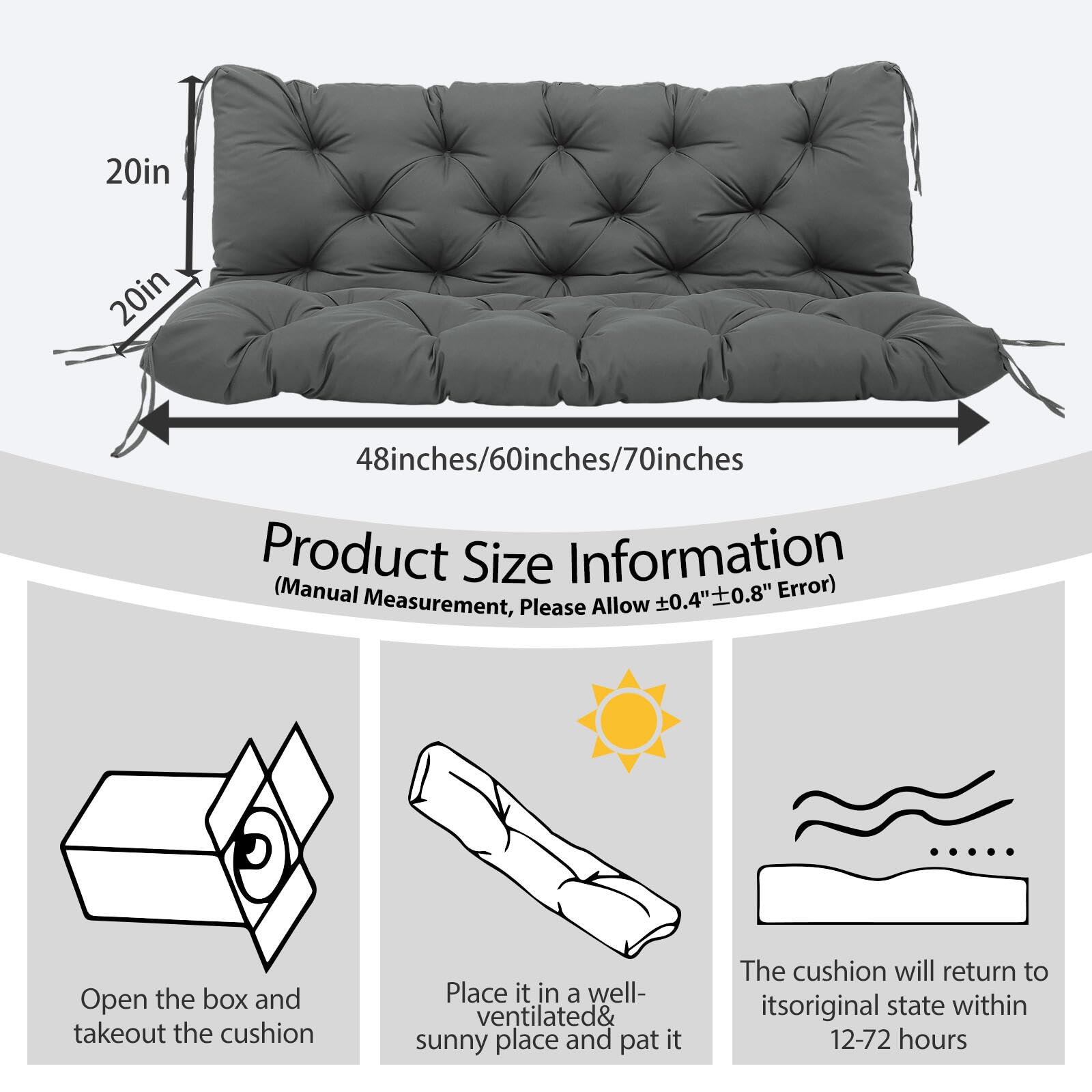 MVRFN cushion next to a bench showing scale and proper fit for three seats