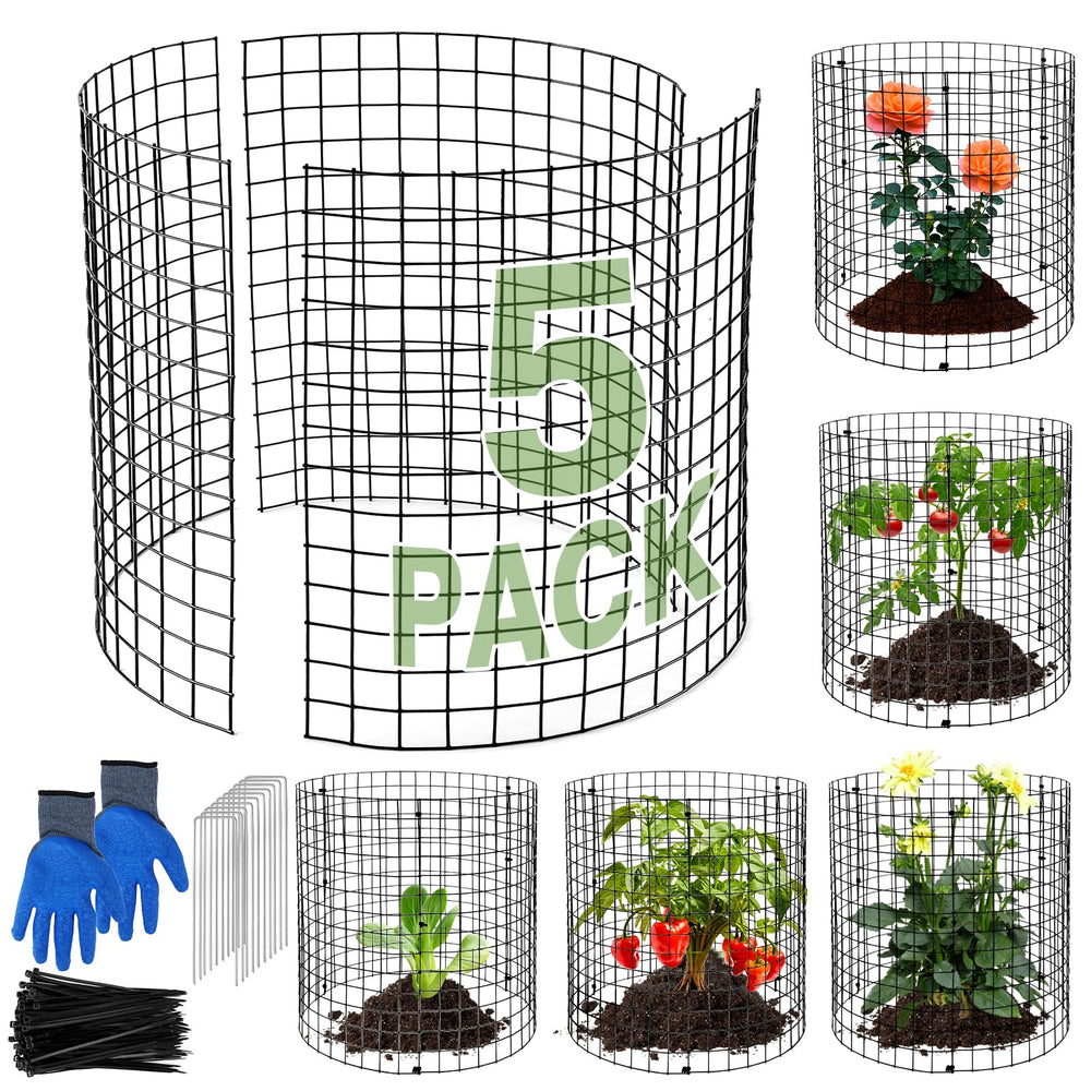 mwellewm front packaging showing 15-piece garden protectors and included parts, protects plants