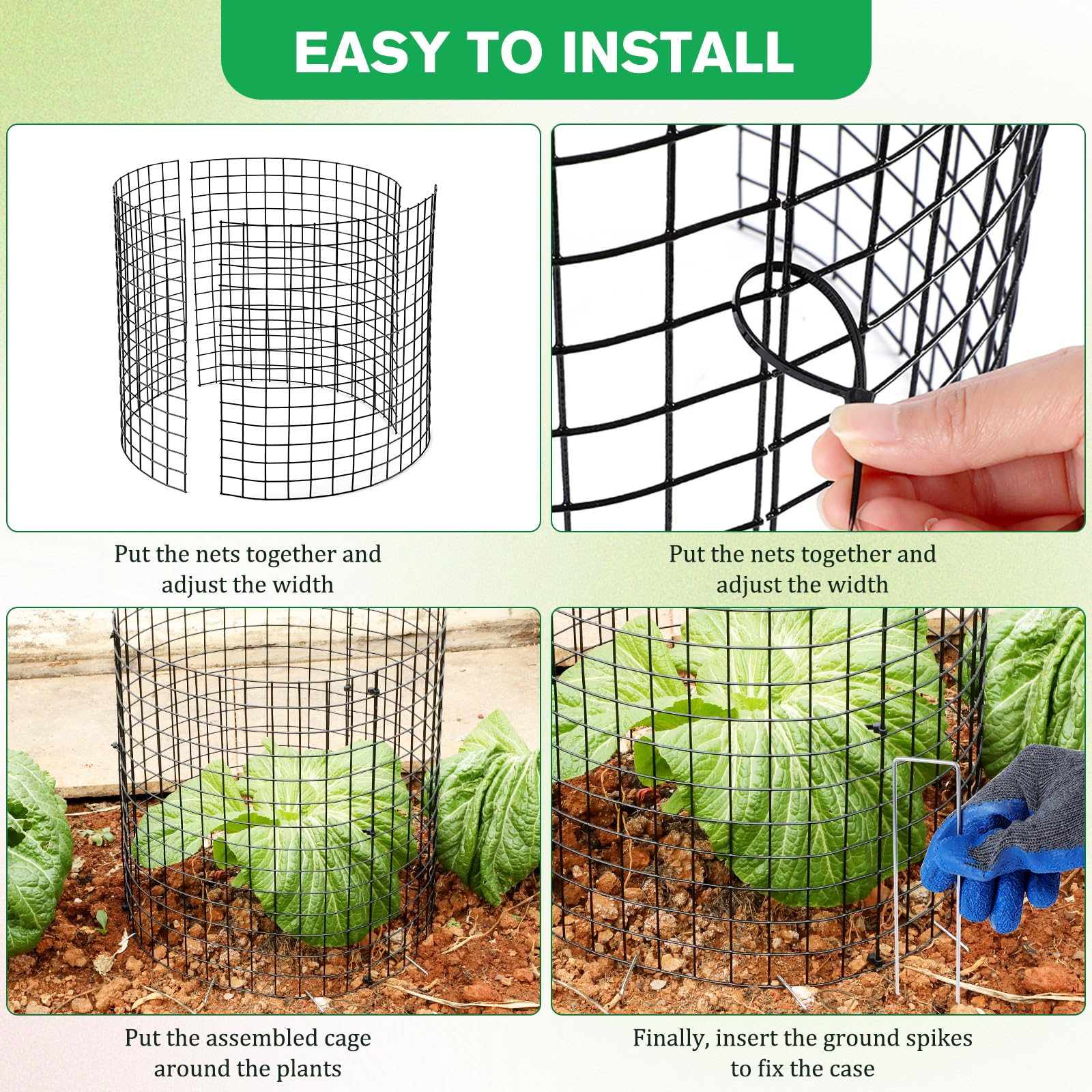 mwellewm multiple cages in garden bed protecting rows of plants, organizes garden protection