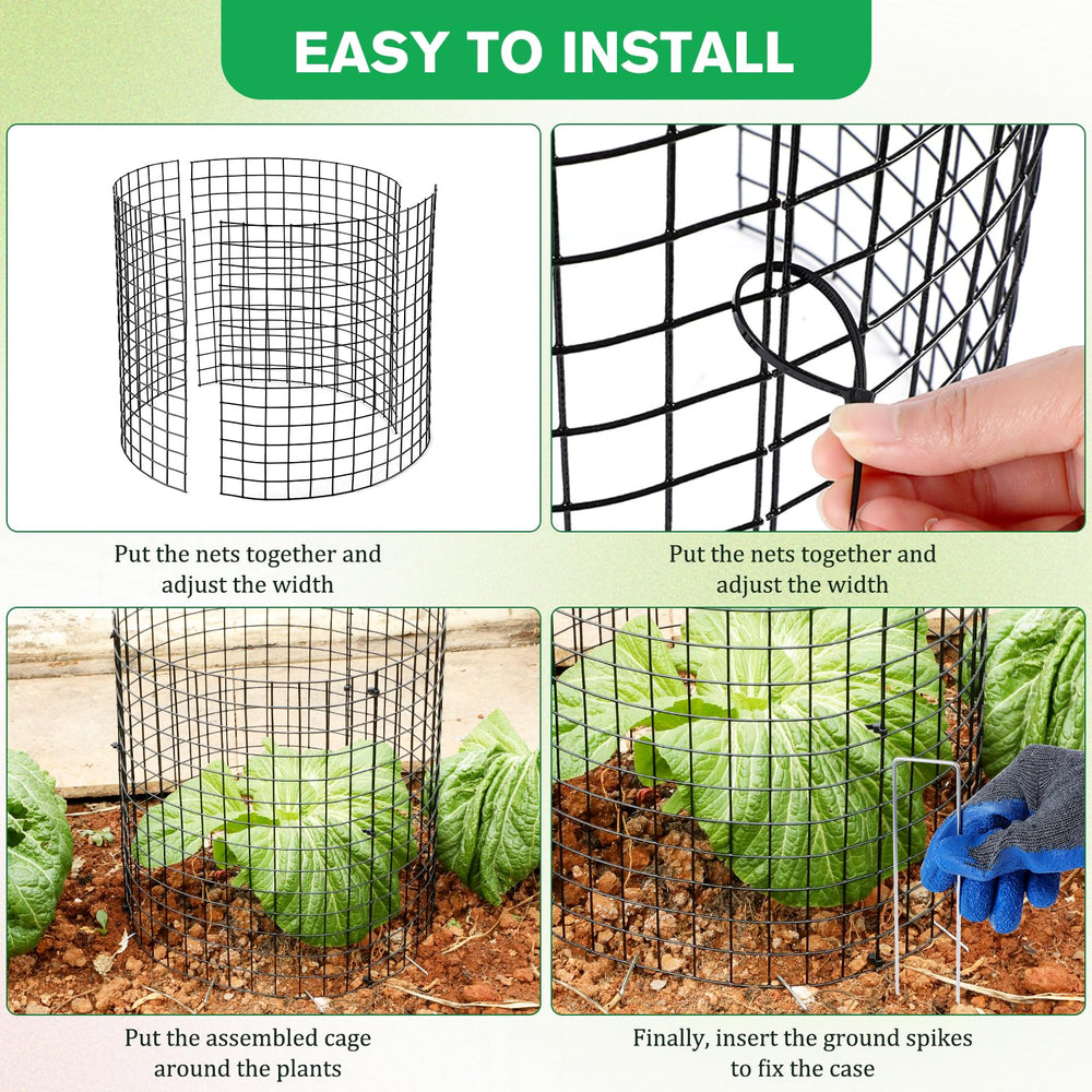 mwellewm multiple cages in garden bed protecting rows of plants, organizes garden protection
