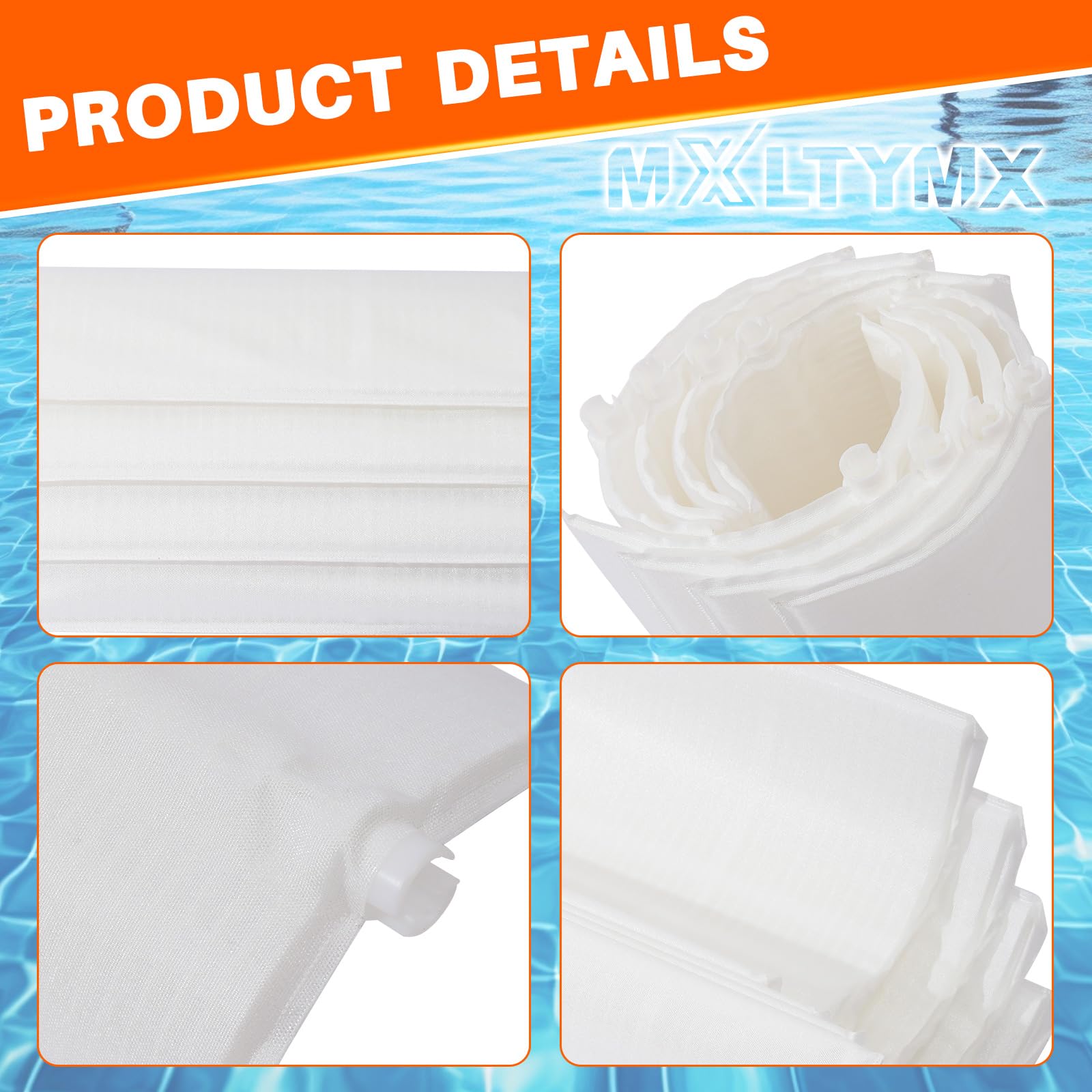 MXLTYMX replacement grids staged near a backyard pool showing restored water clarity benefits