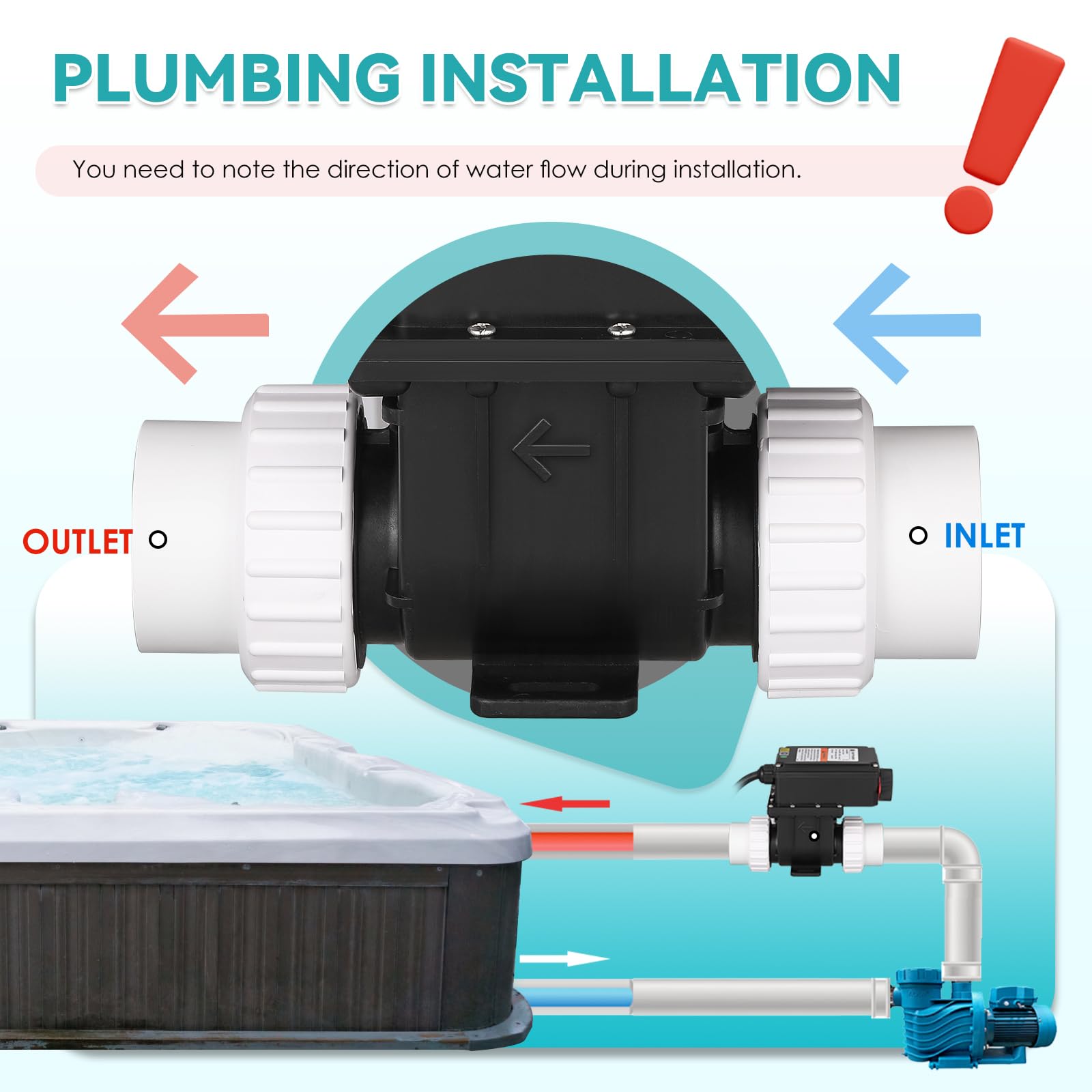 Mxmoonant installed on a spa with circulation pump showing space-saving integration