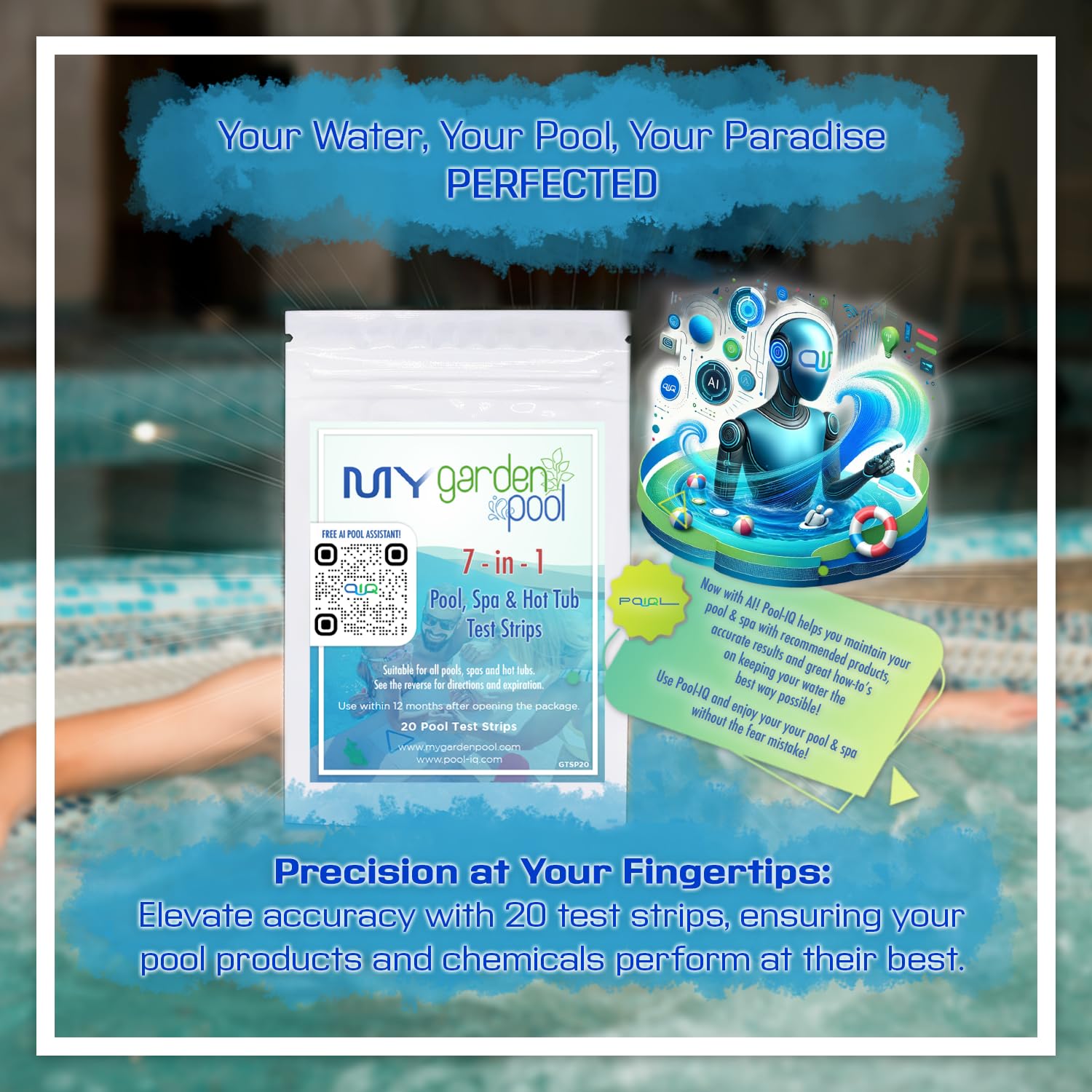 My Garden Pool product in use pouring into spa for easy application and balanced water