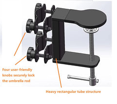 MY RUSTIC clamp attached to bleacher chair offering portable shade
