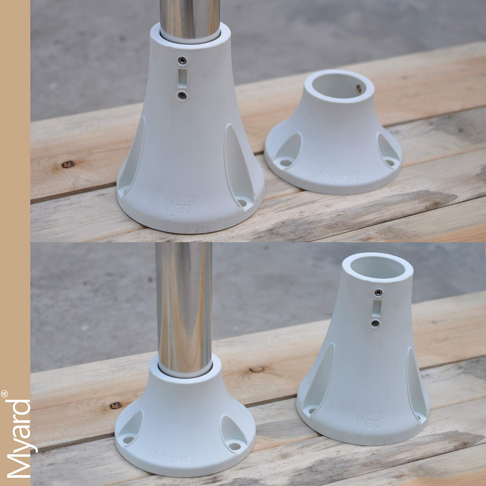 Myard flange mounted on concrete deck demonstrating easy surface installation
