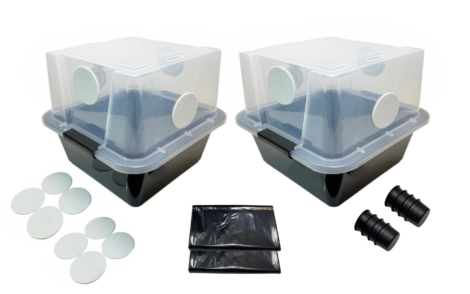 Myco Labs front view of 28Q cube two-pack showing durable tubs and accessories
