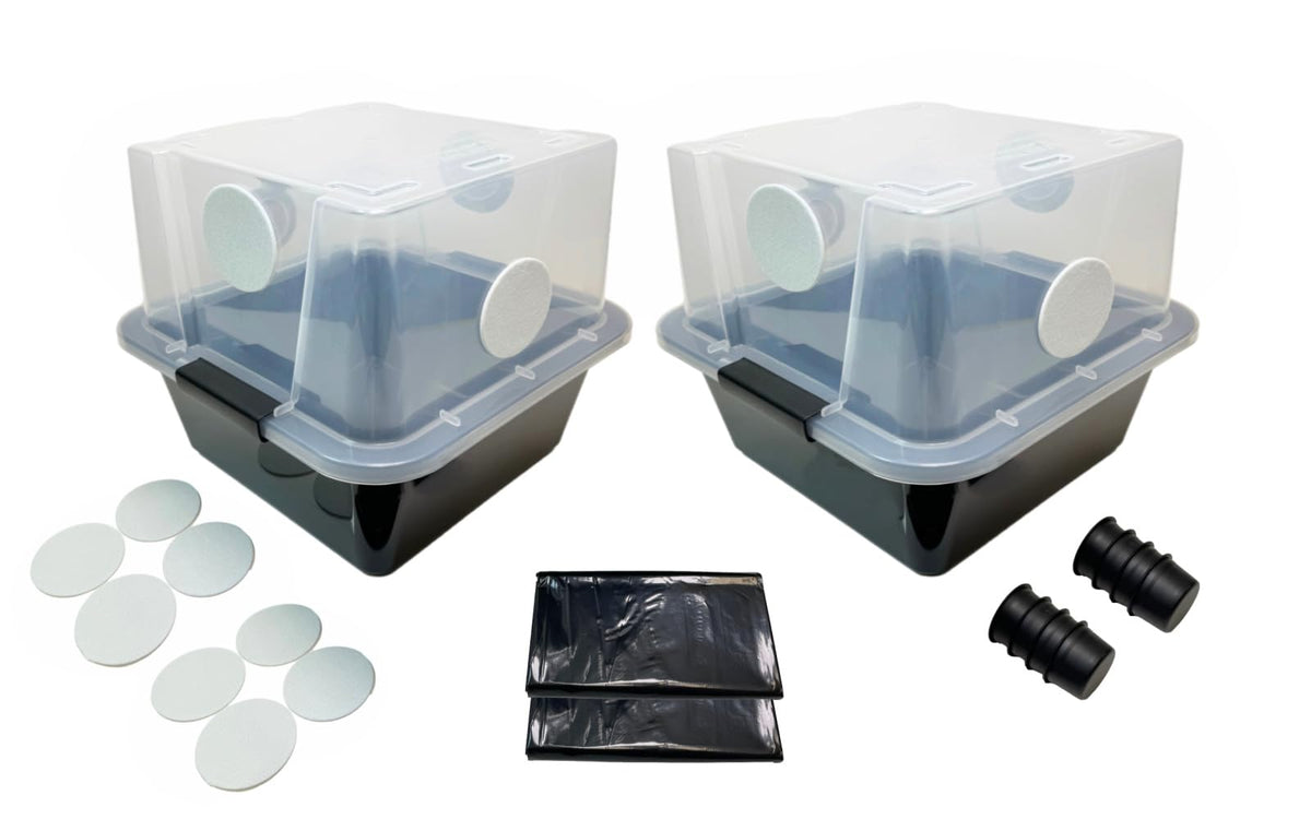 Myco Labs front view of 28Q cube two-pack showing durable tubs and accessories