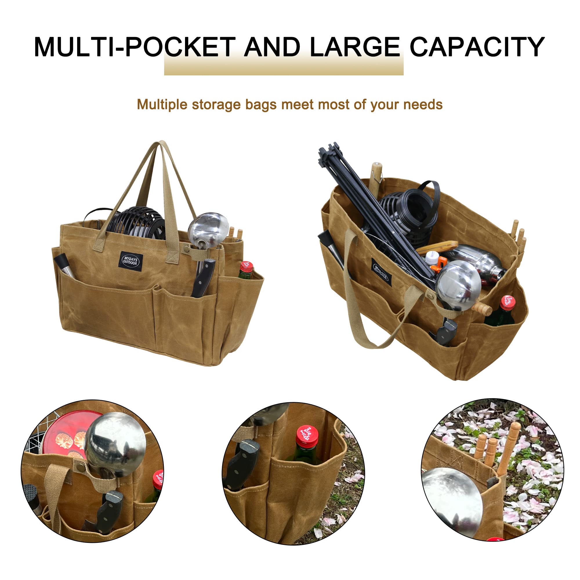 MYDAYS OUTDOOR side pockets detail showing organized tool storage