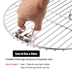 Mydracas rack installed in 18-inch kamado demonstrating added shelf space