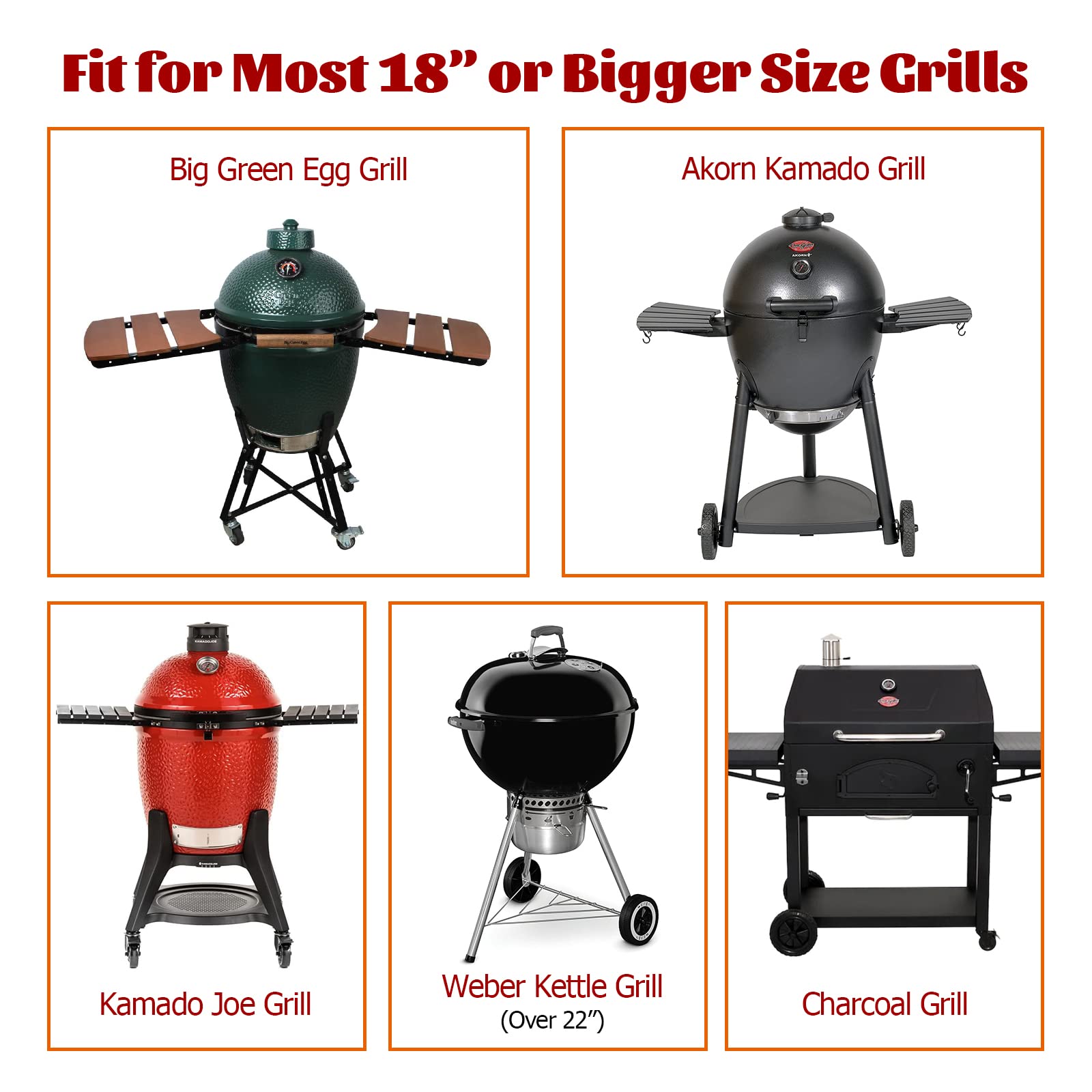 Mydracas labeled fit compatibility on kamado showing suitability for Big Green Egg
