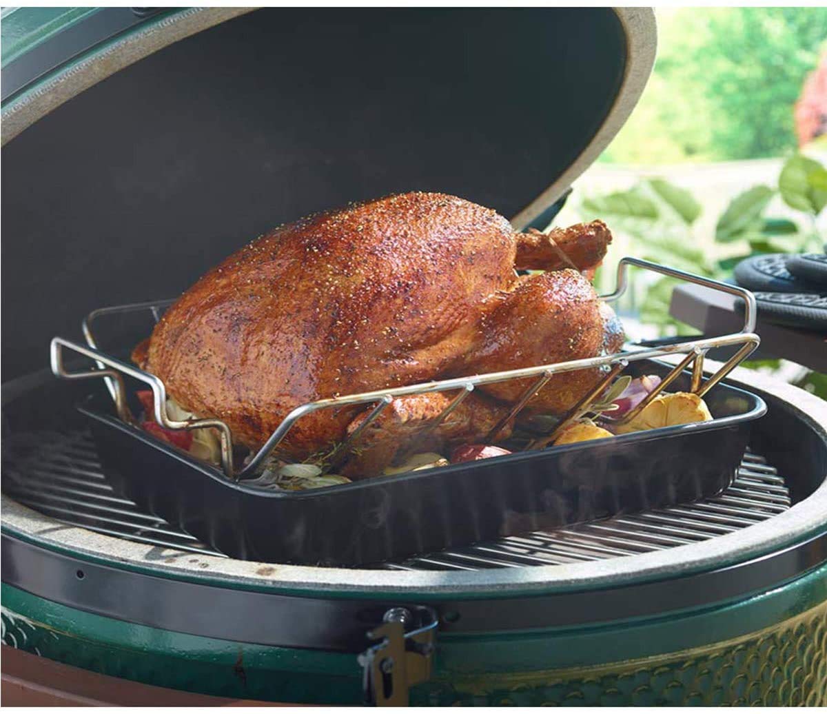 Mydracas rack placed on an 18-inch grate to show fit and scale