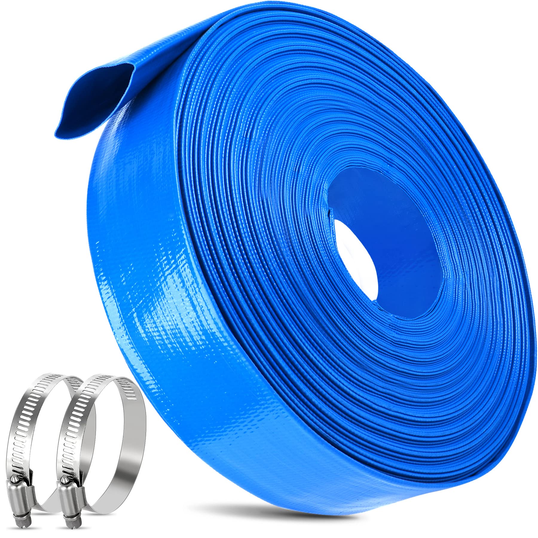 MYFAMIREA front view of 2in x 110ft hose showing label and length, highlights durability