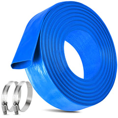 MYFAMIREA front view of 60ft blue layflat hose showing length and fittings for simple setup