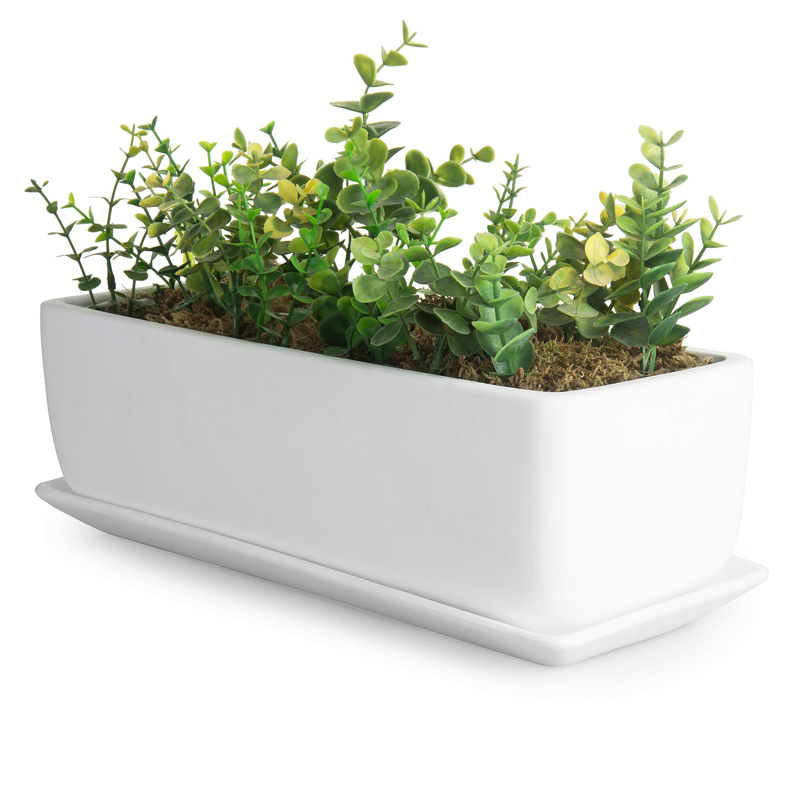 MyGift front view of 14-inch white planter showing clean lines and neutral benefit