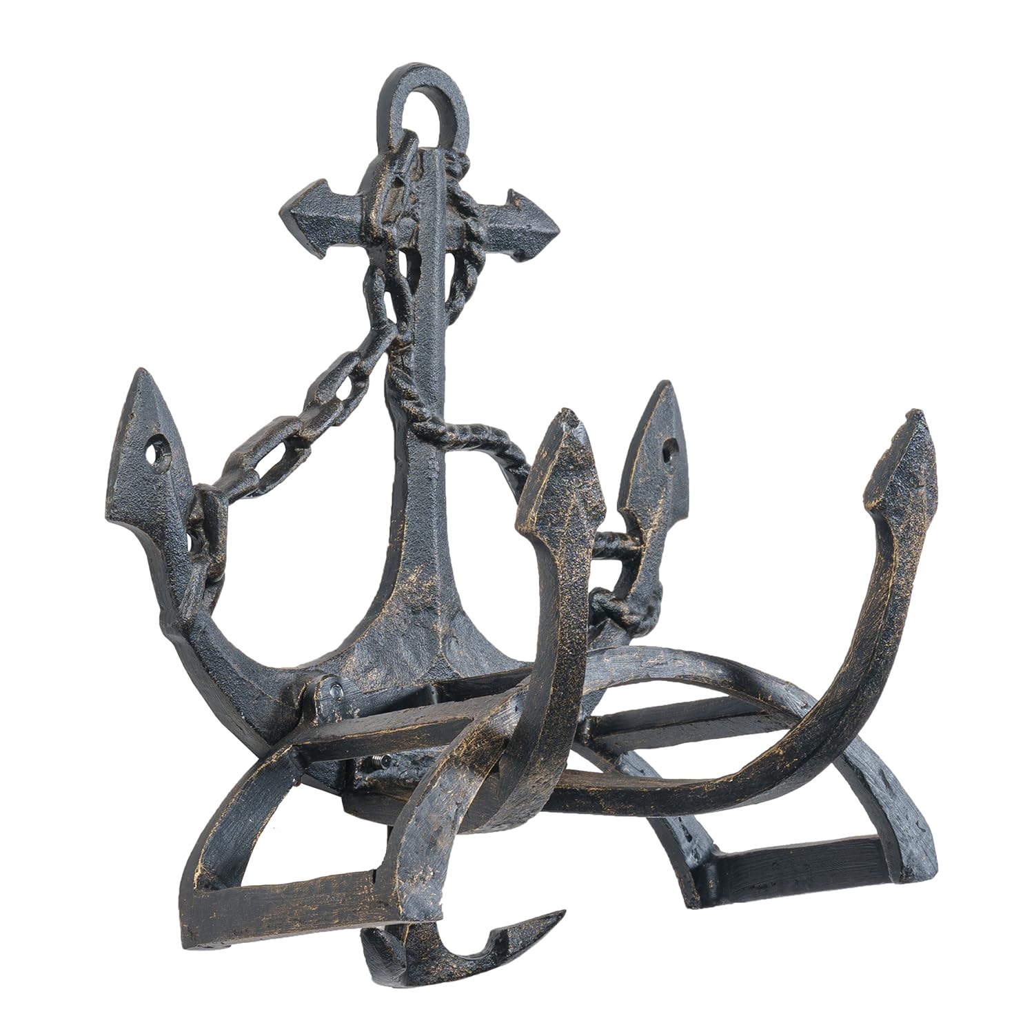 MyGift anchor hanger front view showing vintage brown finish and clear mounting points for durability