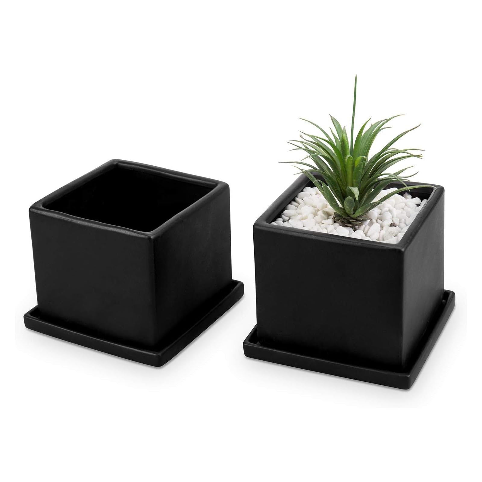 MyGift black square planter front view showing clean modern look and versatile styling