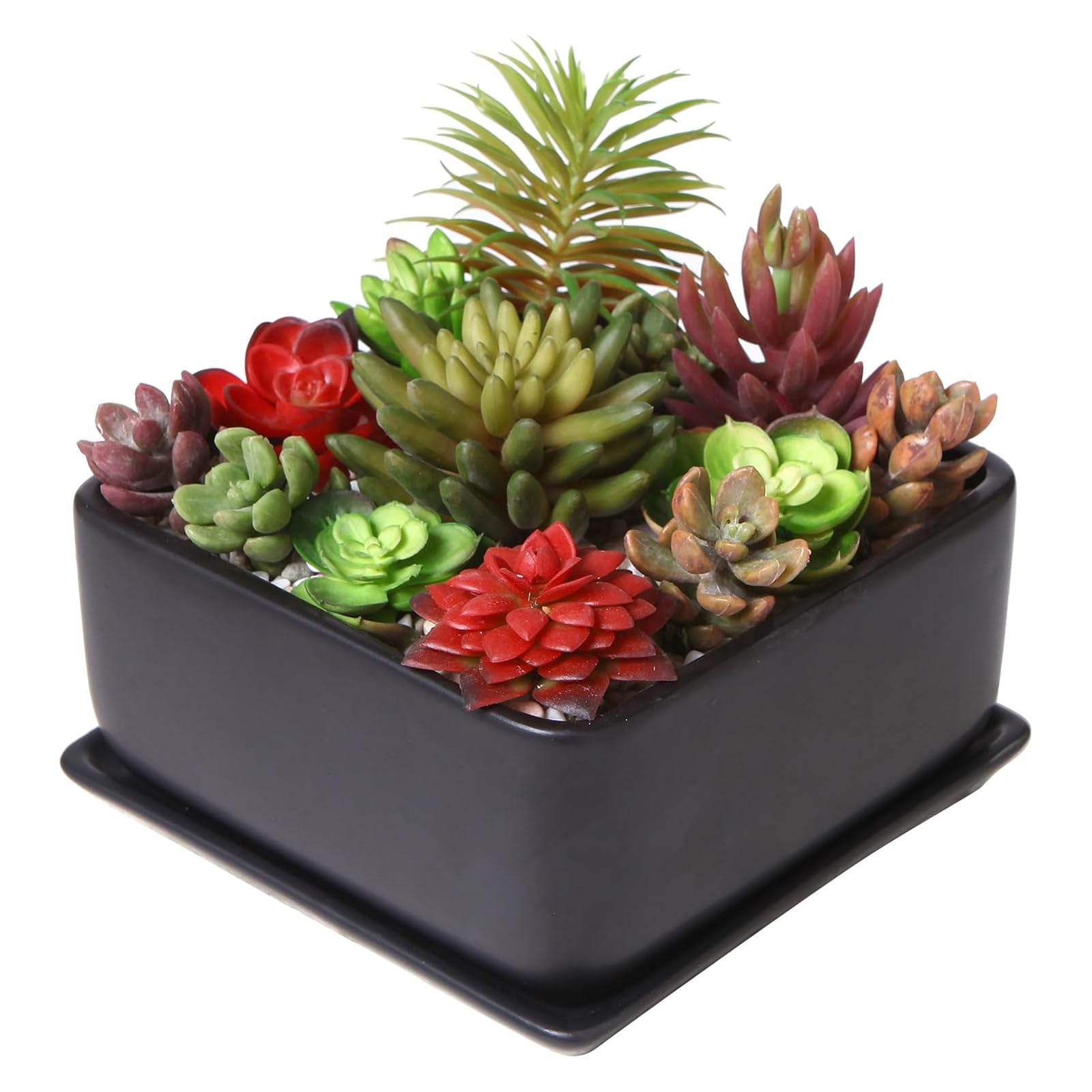 MyGift front view of black square planter showing modern look and versatility