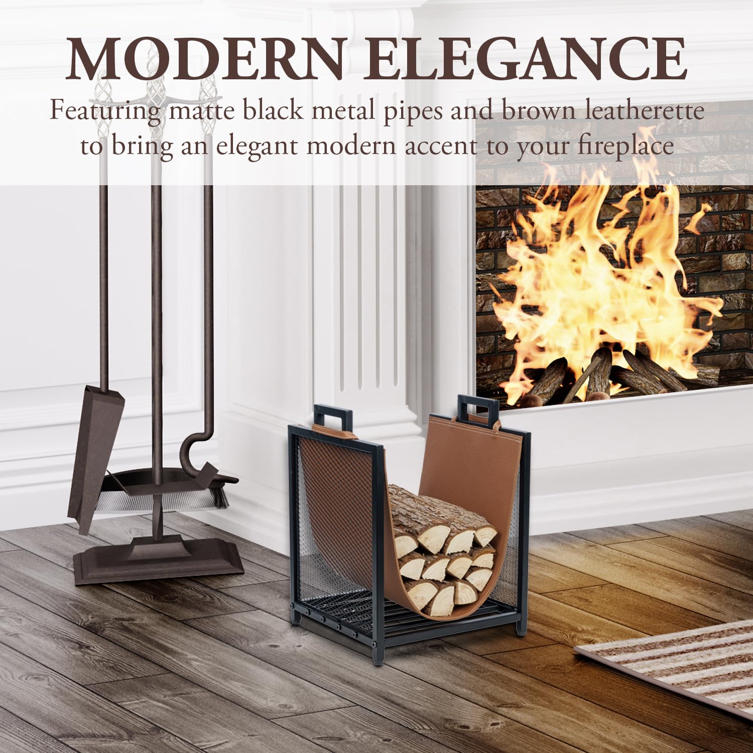 MyGift brown leatherette sling close-up showing durable texture and style