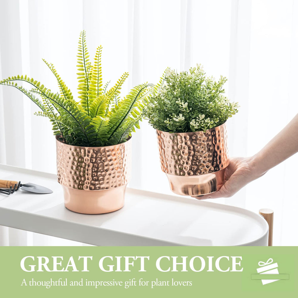 MyGift planter with plastic liner installed protecting metal and simplifying watering