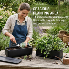 MyGift detail of removable ceramic drainage tray protecting surfaces and catching runoff