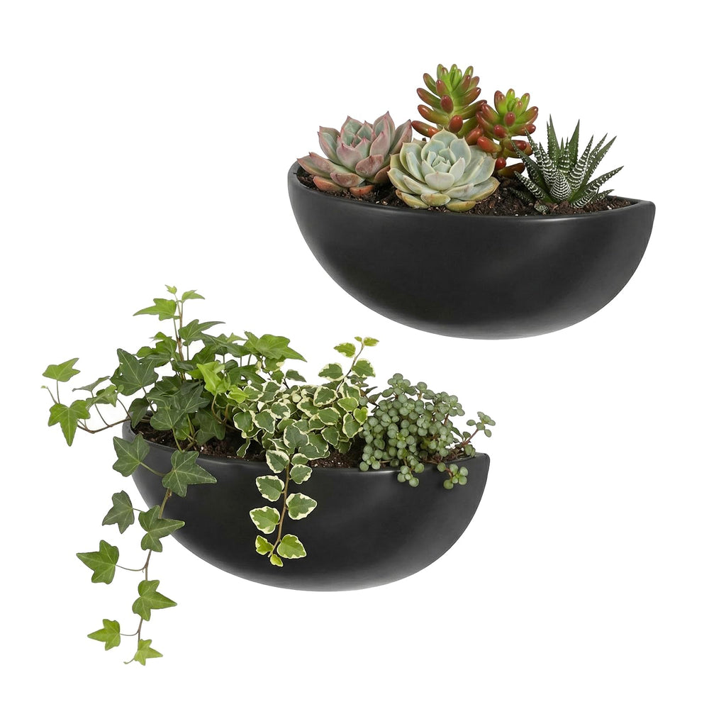MyGift matte black half-moon front view showing sleek modern silhouette and easy wall display