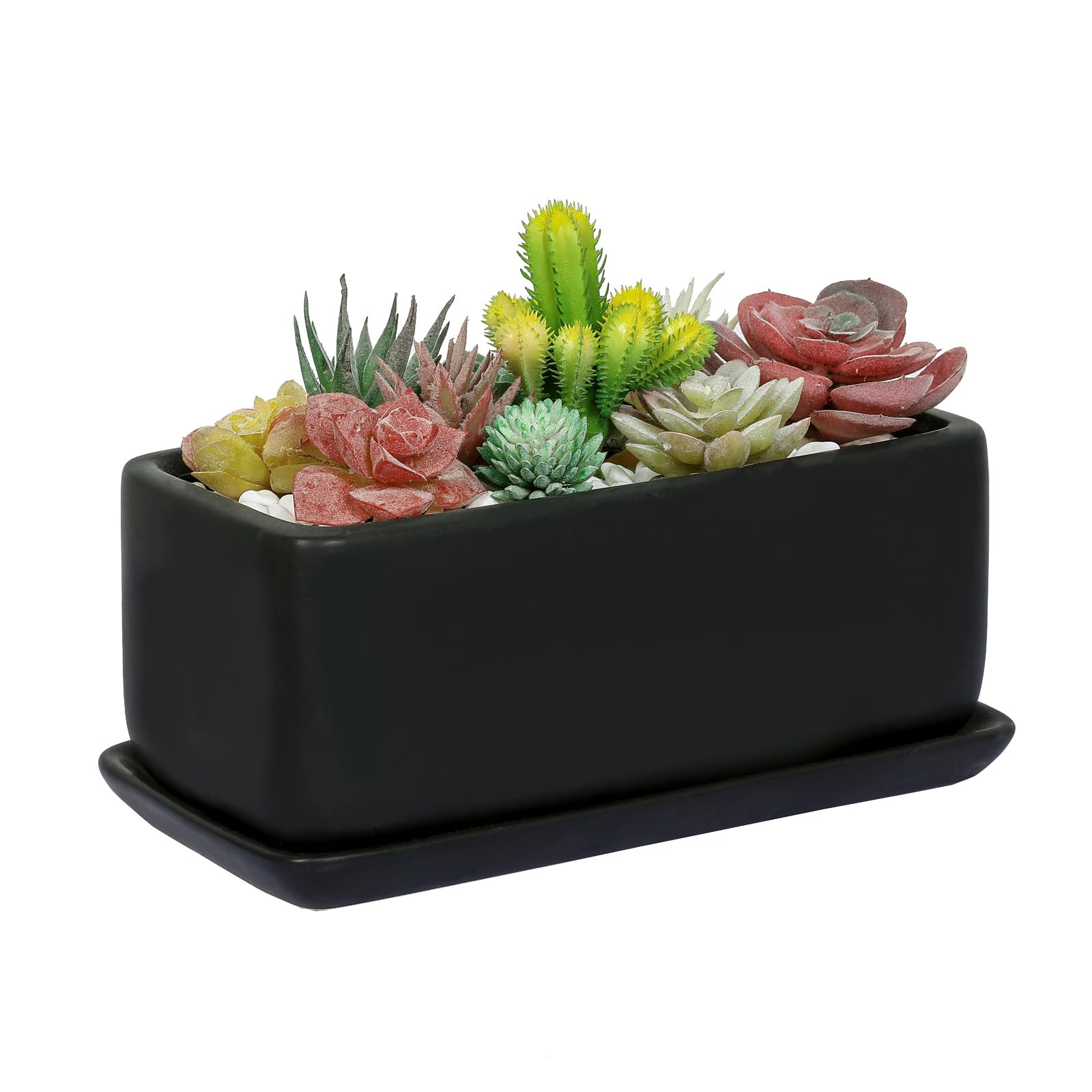 MyGift matte black planter front view showing clean rectangular silhouette and modern style