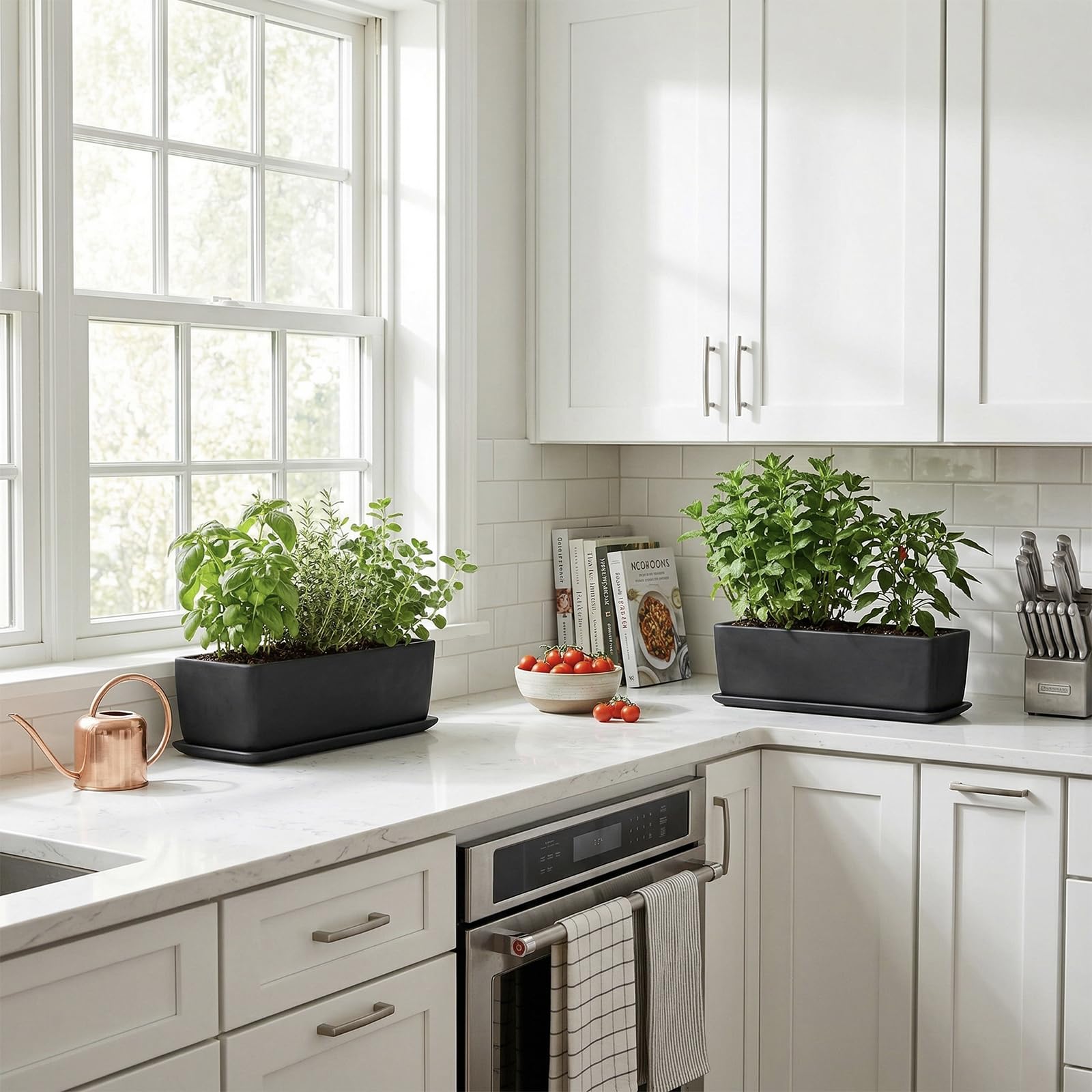 MyGift planter staged on a windowsill with succulents, improving indoor greenery display