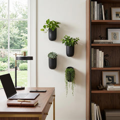 MyGift mounted planters with succulents in an office wall, adding greenery and style