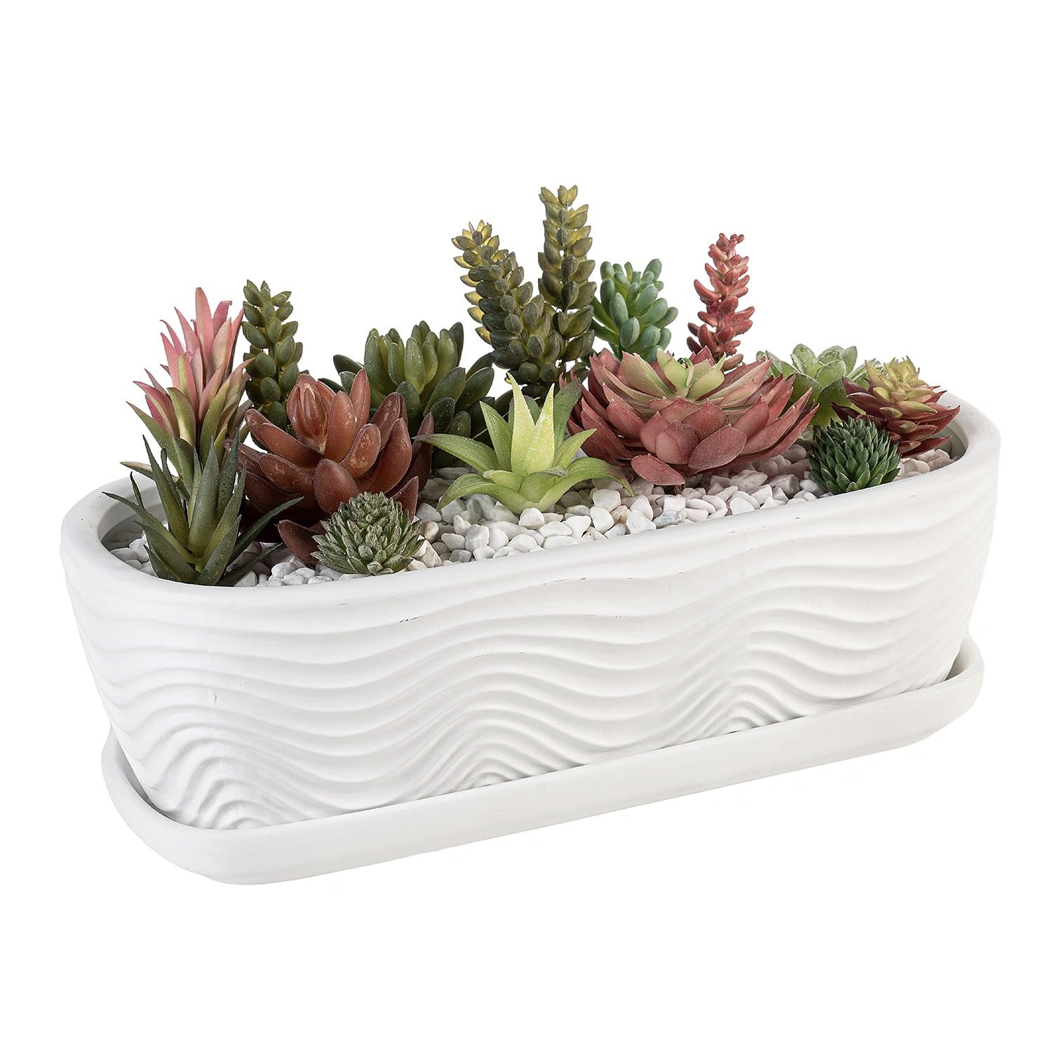 MyGift oval planter front view showing clean matte white finish and shape