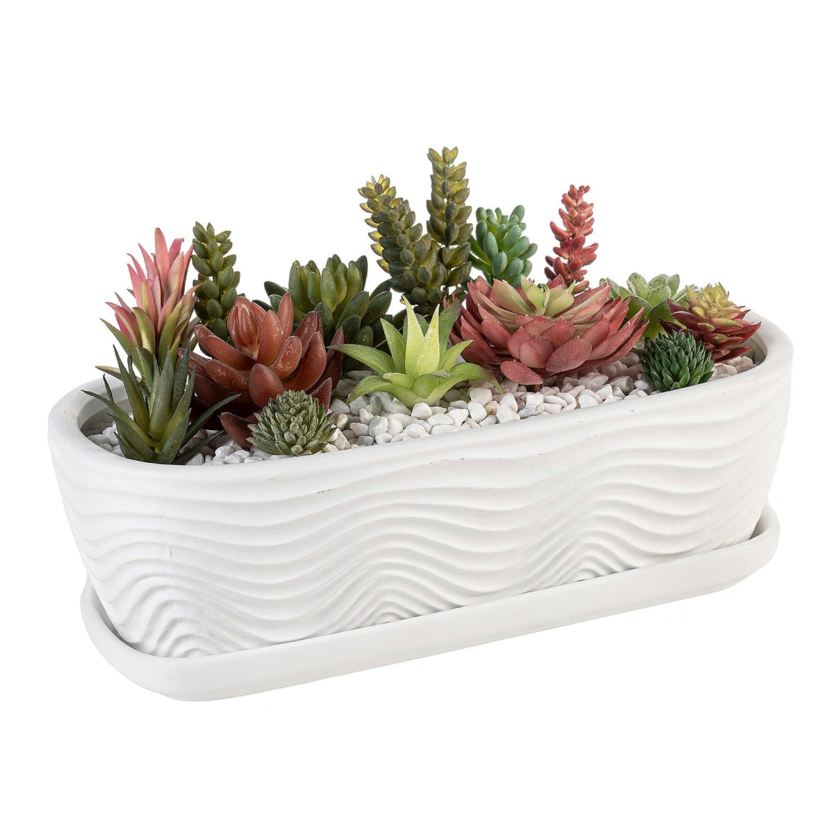 MyGift oval planter front view showing clean matte white finish and shape