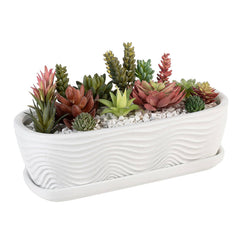 MyGift oval planter front view showing clean matte white finish and shape