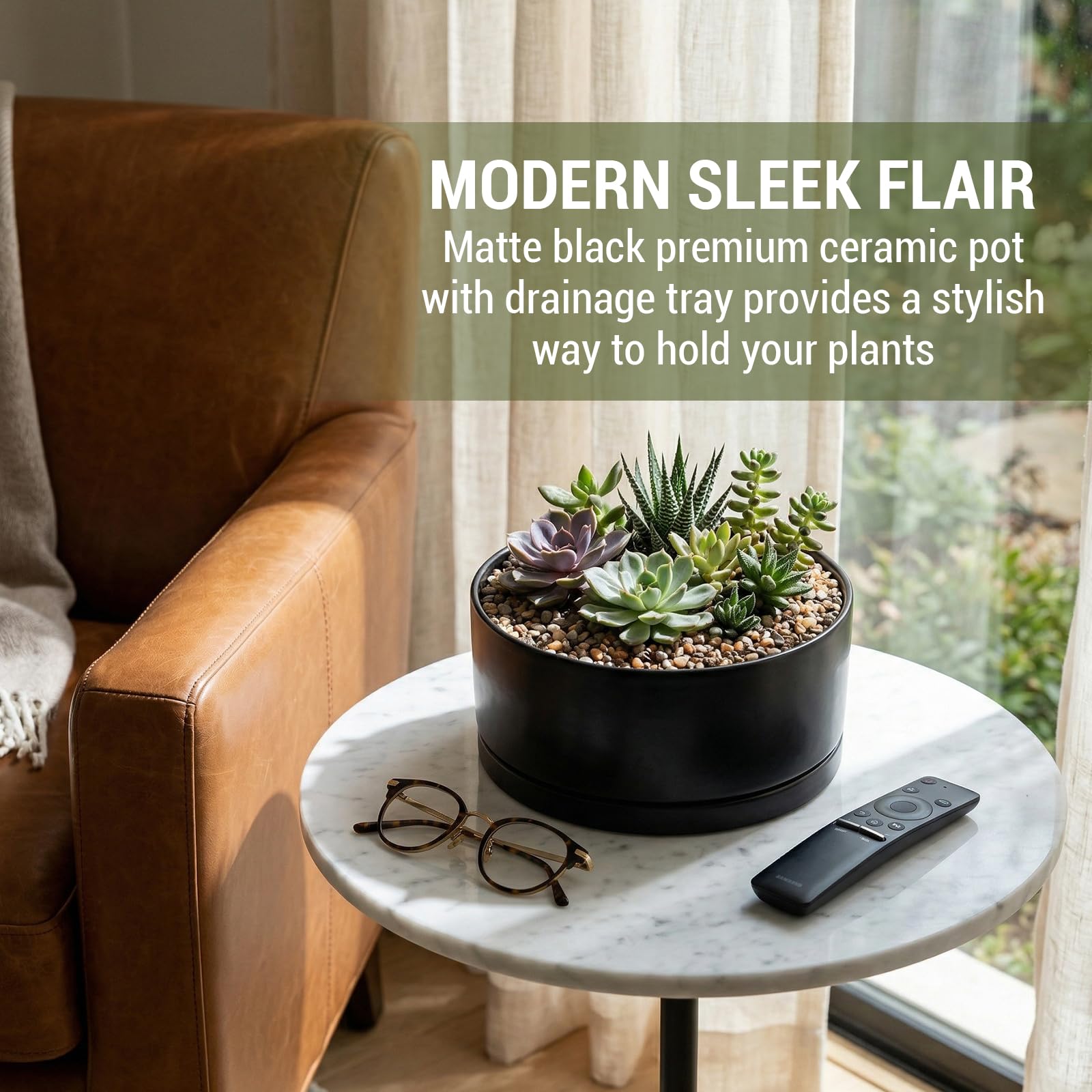MyGift planter top-down with succulent arrangement highlighting usable planting area
