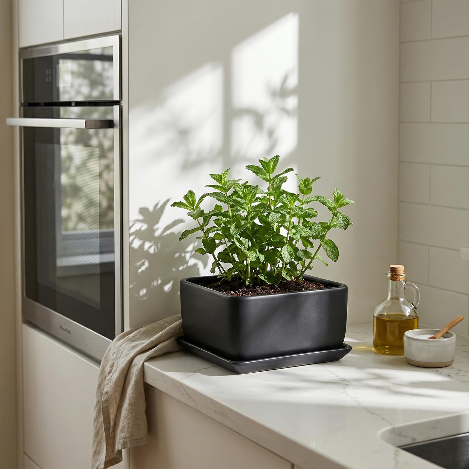 MyGift top view with succulent showing planting depth and usable rim