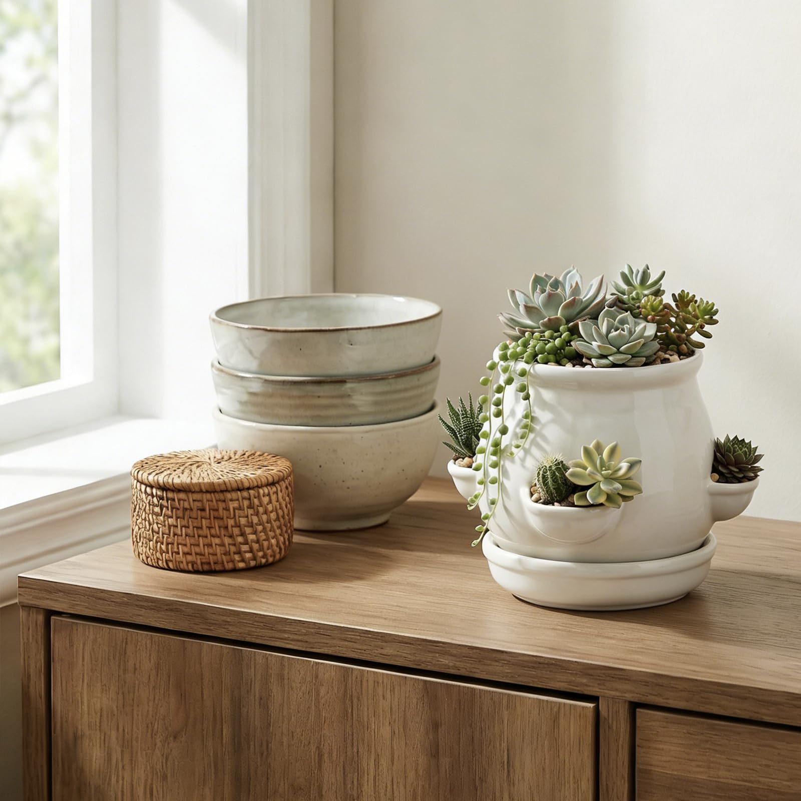 MyGift saucer and bottom drain hole visible for tidy watering and mess-free care