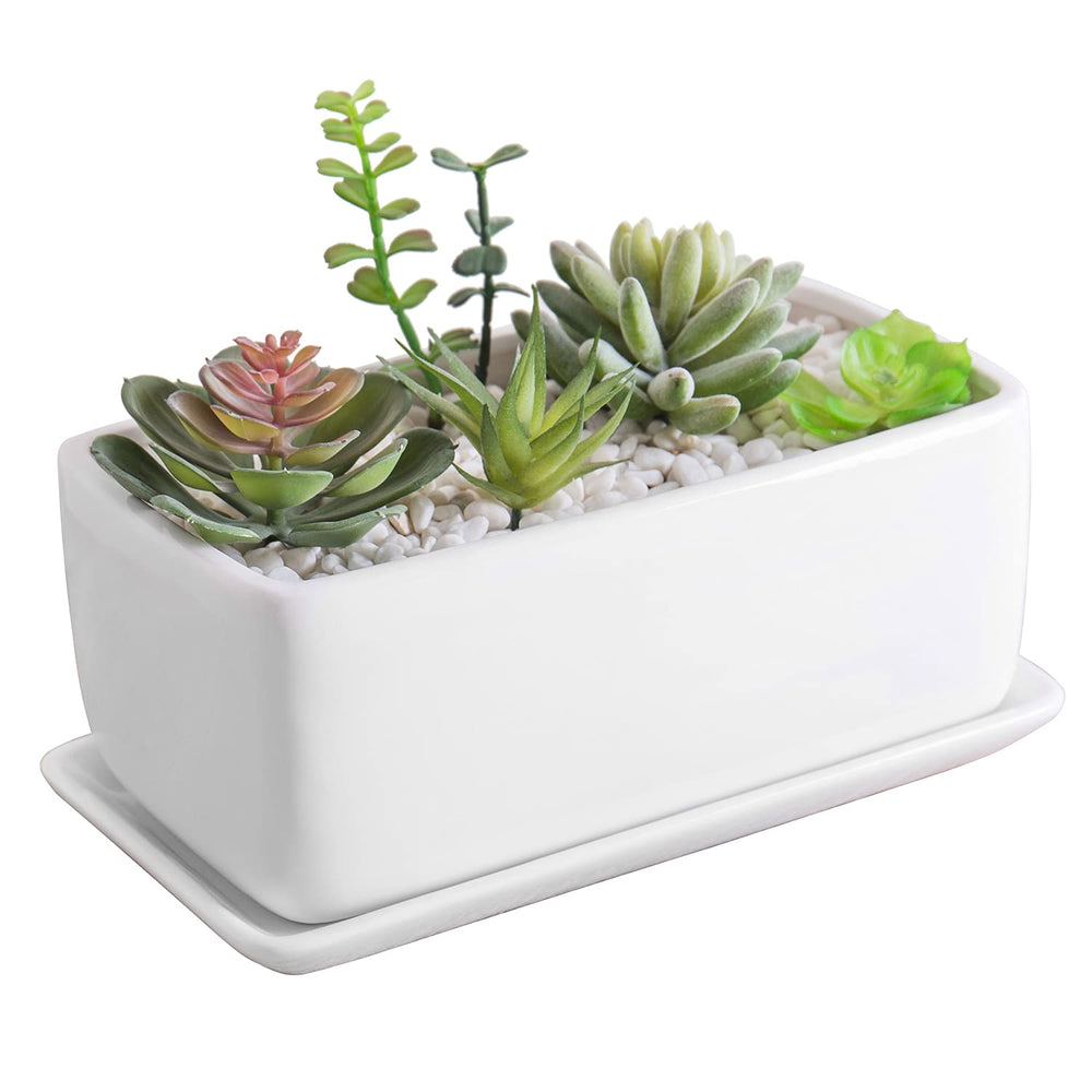 MyGift rectangular planter front view showing minimalist design and neat profile