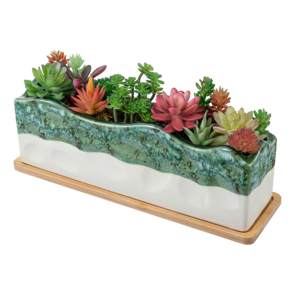 MyGift planter on kitchen shelf showing how it enhances home decor and surface protection